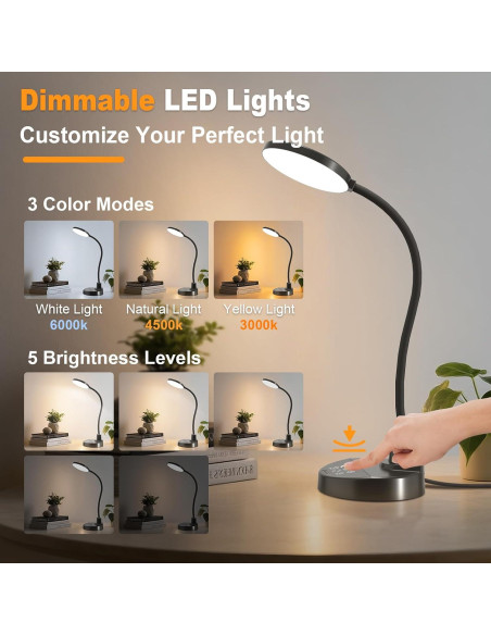 Lámpara de Escritorio LED ZAPLIT 15W con Carga USB y Brazo Flexible Lámpara de Escritorio LED ZAPLIT 15W con Carga USB y Brazo Flexible