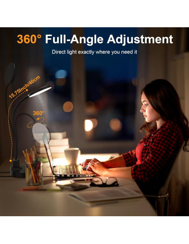 Lámpara de Escritorio LED ZAPLIT 15W con Carga USB y Brazo Flexible