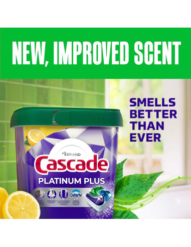 Cápsulas de Lavavajillas Cascade Platinum Plus 62 Unidades