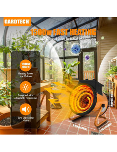 Calentador de Invernadero Gardtech 1500W con Termostato Digital 2