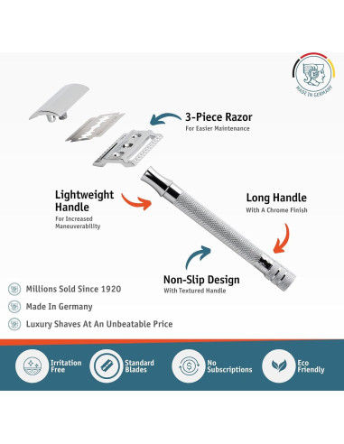 Maquinilla de Afeitar Doble Filo MERKUR 23C Cromo Pulido