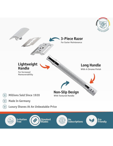 Maquinilla de Afeitar Doble Filo MERKUR 23C Cromo Pulido