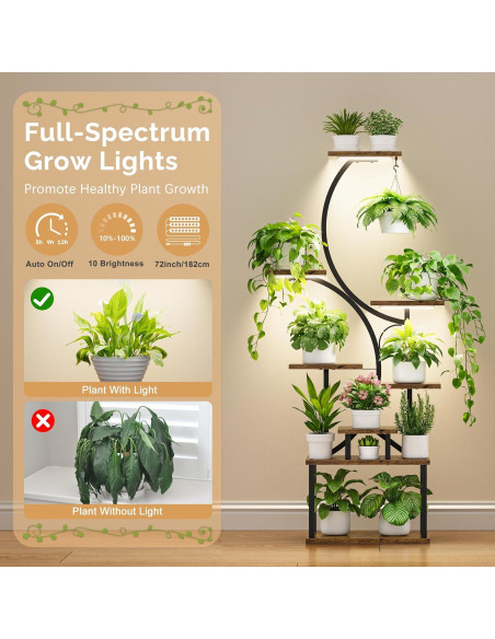 Soporte de Plantas Interior Bacekoll 157 cm con Luces de Crecimiento