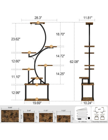 Soporte de Plantas Interior Bacekoll 157 cm con Luces de Crecimiento