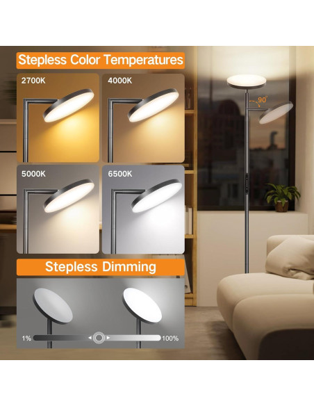 Lámpara de Pie LED OUTON 30W Regulable con Control Remoto