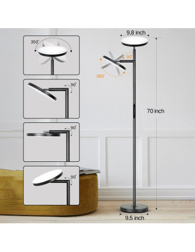 Lámpara de Pie LED OUTON 30W Regulable con Control Remoto