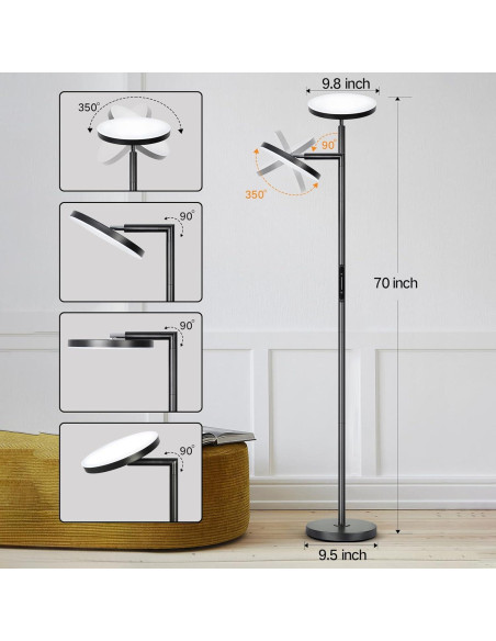 Lámpara de Pie LED OUTON 30W Regulable con Control Remoto