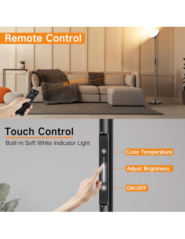 Lámpara de Pie LED OUTON 30W Regulable con Control Remoto