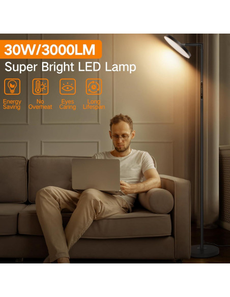 Lámpara de Pie LED OUTON 30W Regulable con Control Remoto