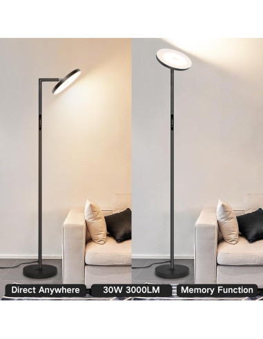 Lámpara de Pie LED OUTON 30W Regulable con Control Remoto