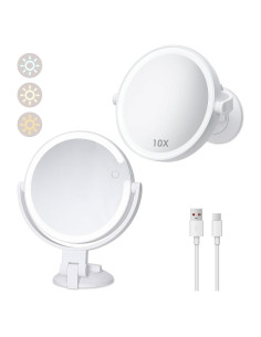 Espejo de Ducha Iluminado LUKYMIRO 1X 10X Recargable