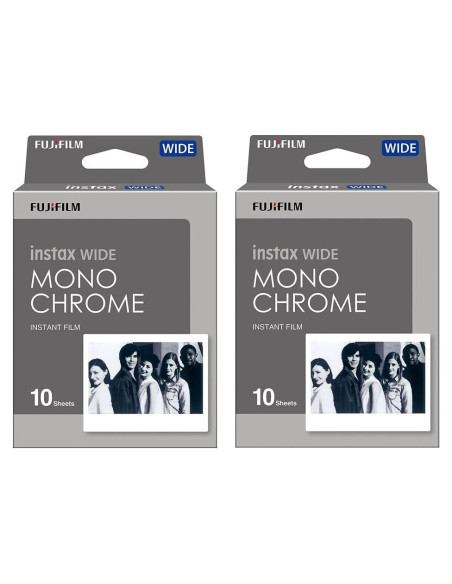 Película Monocromática Fujifilm Instax Wide 2 Paquetes de 10 Hojas