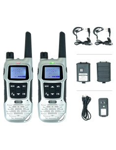 Walkie Talkies BTECH FRS-A1 Plateados, 2 Unidades, USB-C, NOAA