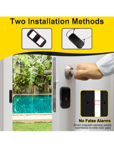 Alarma Inalámbrica de Puerta NineLeaf 108dB Control Remoto 20Pack