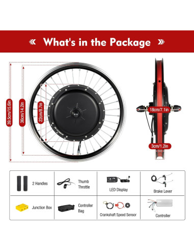 Kit de Conversión E-Bike JLYNOWPT 1000W 48V 20" Delantera