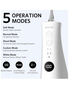 Irrigador Dental BESTEK BTF5039 - 5 Modos, 300ml, IPX7 2