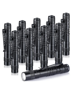 Linterna Mini LED Hortsun 10 Pcs con Clip 9 cm Negra