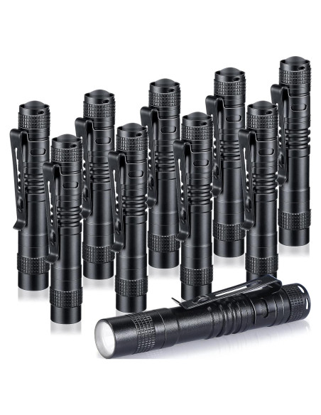 Linterna Mini LED Hortsun 10 Pcs con Clip 9 cm Negra