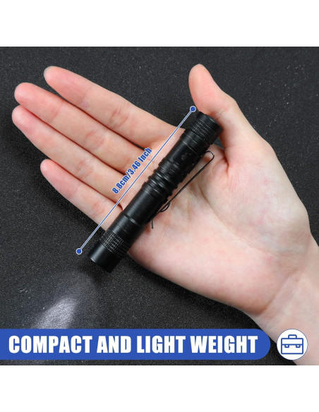 Linterna Mini LED Hortsun 10 Pcs con Clip 9 cm Negra