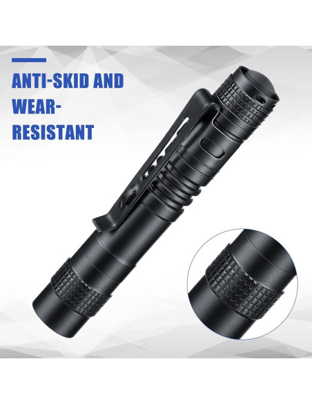 Linterna Mini LED Hortsun 10 Pcs con Clip 9 cm Negra