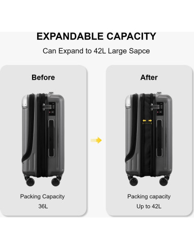 Maleta Dura Expandible LEVEL8 Grace 20 Pulgadas Gris