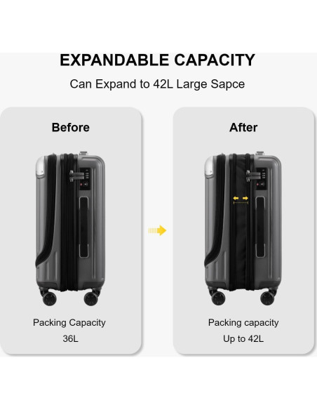 Maleta Dura Expandible LEVEL8 Grace 20 Pulgadas Gris