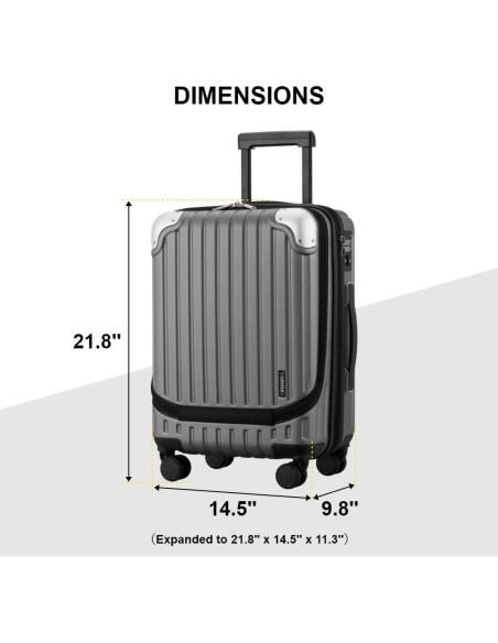 Maleta Dura Expandible LEVEL8 Grace 20 Pulgadas Gris