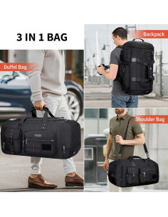Bolsa de Viaje Duffel WITZMAN 3 en 1 para Hombres Negra 2