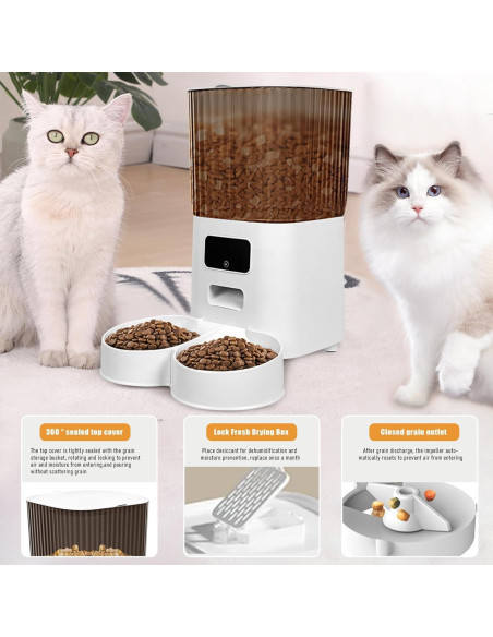 Comedero Inteligente para Mascotas Goodliest 5L Doble Cuencos WiFi