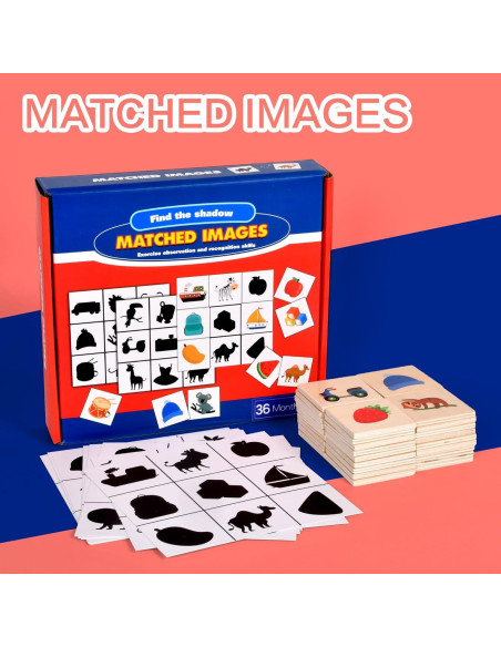 Juego de emparejamiento de sombras WNWL de madera rojo 3-5 años Juego de emparejamiento de sombras WNWL de madera rojo 3-5 años