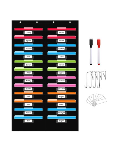 Organizador de Pared REGELETO 24 Bolsillos Negro para Oficina