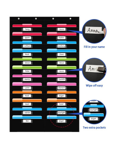 Organizador de Pared REGELETO 24 Bolsillos Negro para Oficina