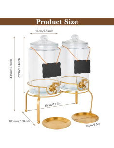 Dispensadores de Bebidas de Vidrio Quald, 2 Piezas 4 Litros 2