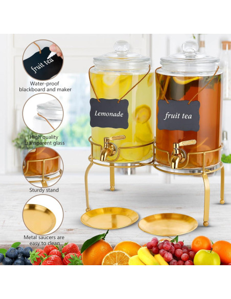 Dispensadores de Bebidas de Vidrio Quald, 2 Piezas 4 Litros