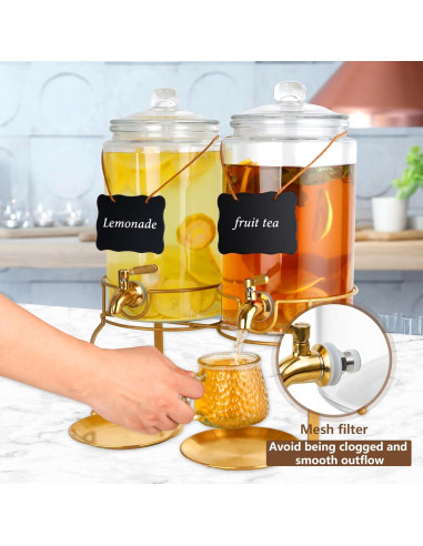 Dispensadores de Bebidas de Vidrio Quald, 2 Piezas 4 Litros