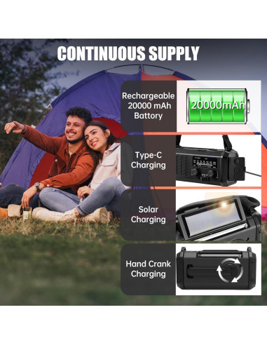 Radio Meteorológica de Emergencia Juvihuxy 20000mAh NOAA AM FM