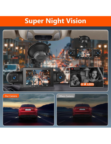 Cámara Dash Podofo 360 4 Canales 3" Pantalla Táctil 1080P