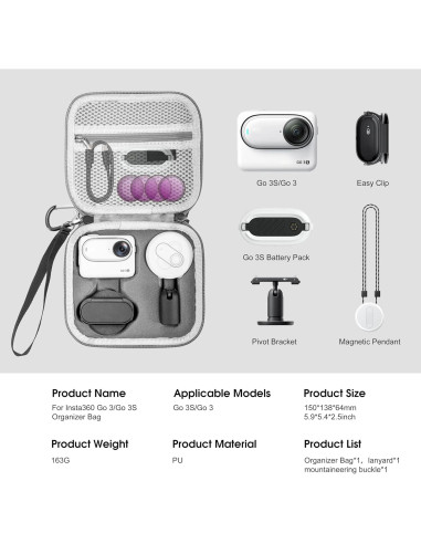 Funda de Transporte para Insta360 GO 3S - Bolsa Protectora Gris