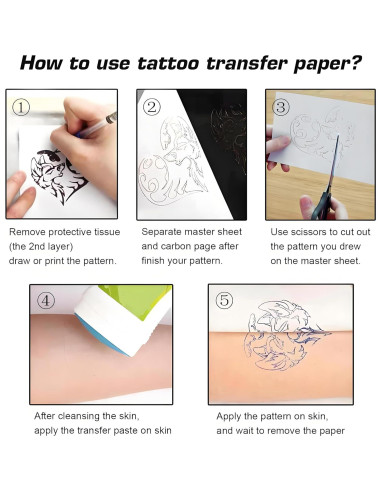Papel de Transferencia de Tatuaje Rayyl - 50 Hojas A4 4-Capas
