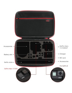 Funda Grande HSU para GoPro Hero 13/12/11/10/9 y Accesorios - Rojo 2