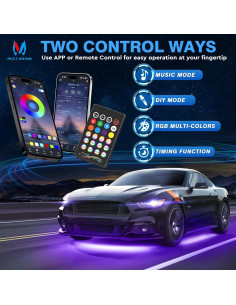 Luces de Subsuelo MICTUNING 12V Multicolor Impermeables con Control APP 2