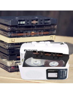 Reproductor de Cinta Retekess TR606 Blanco, Grabadora AM/FM, AUX 2