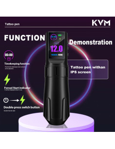 Kit de Tatuaje KVM Profesional con Pantalla IPS y 20 Cartuchos 2