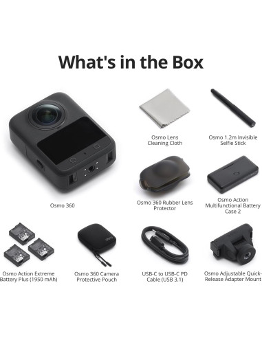 Cámara 360 DJI Osmo 360 a Prueba de Agua 8K con 3 Baterías