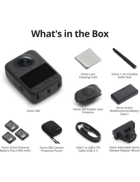 Cámara 360 DJI Osmo 360 a Prueba de Agua 8K con 3 Baterías
