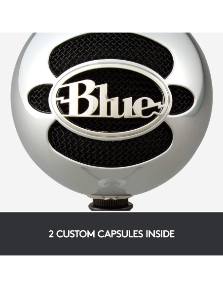 Micrófono USB Logitech Blue Snowball - Aluminio Cepillado, Cardioide y Omnidireccional