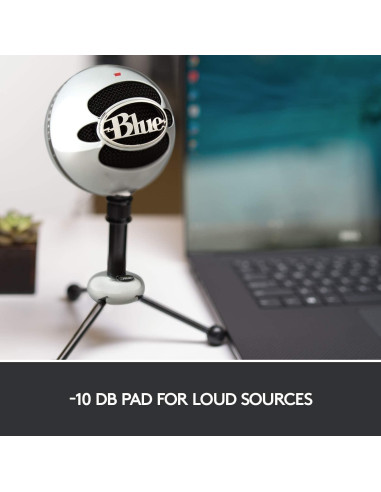 Micrófono USB Logitech Blue Snowball - Aluminio Cepillado, Cardioide y Omnidireccional