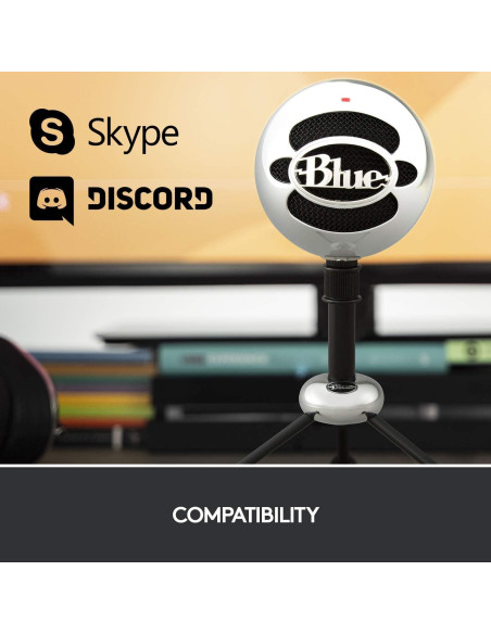 Micrófono USB Logitech Blue Snowball - Aluminio Cepillado, Cardioide y Omnidireccional