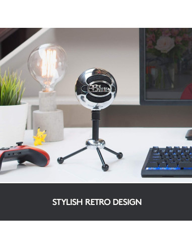 Micrófono USB Logitech Blue Snowball - Aluminio Cepillado, Cardioide y Omnidireccional