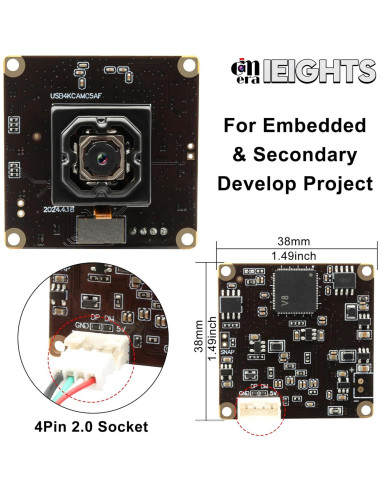 Cámara USB 4K IEights ELP-USB4KCAM05AF-V90, 11MP, Mini